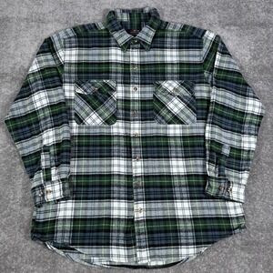 Five Brother Shirt Men's 2XL Tall Green Plaid Heavyweight Long Sleeve Flannel